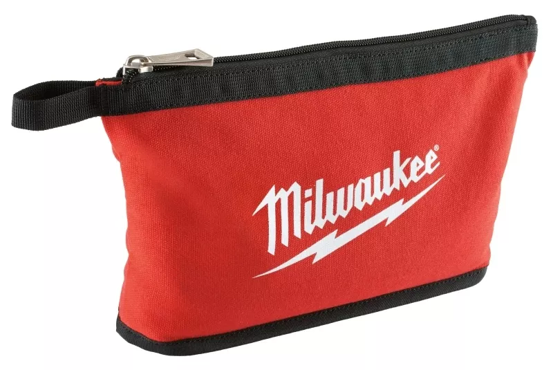 0.25 In. W X 8 In. H Red Canvas Tool Pouch With Zippered Top