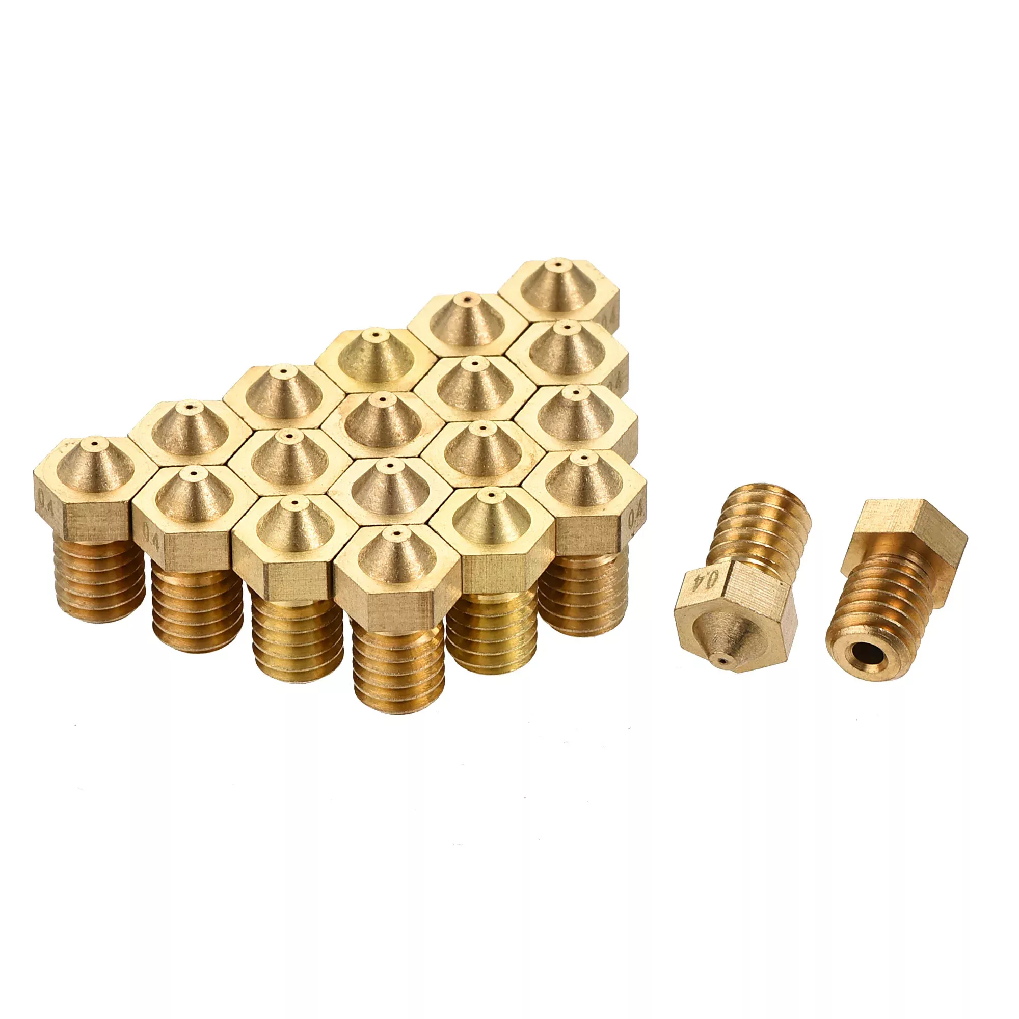 0.4mm 3D Printer Nozzle, 20pcs M6 Thread for V5 V6 1.75mm Extruder Print, Brass