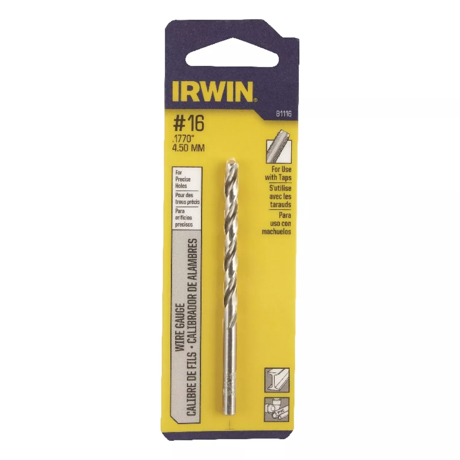 #16 X 3-3/8 In. High Speed Steel Wire Gauge Bit Straight Shank
