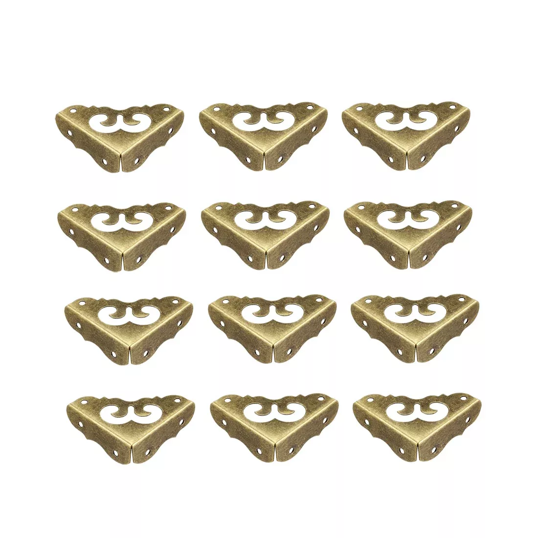 Metal Desk Corner Protectors Table Edge Cover Guard 31x31x11mm Bronze Tone 12pcs