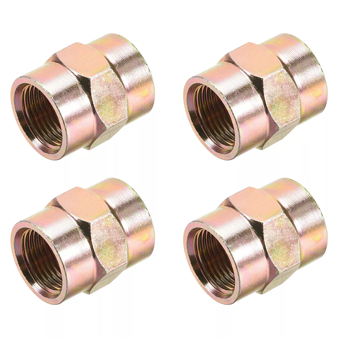 Pipe Fitting Connector Straight Hex Nipple Coupling 3/8 PT Female Thread Hydraulic Adapter 4pcs