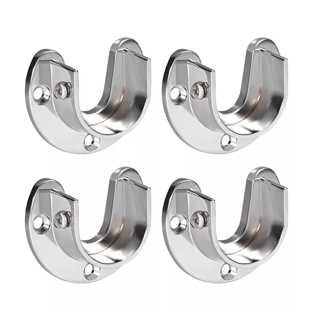 Zinc Alloy Closet Pole Sockets, Wardrobe Bracket Holder, Shower Curtain Rod Pole End Supports Sockets Flange 2pcs, 25mm Diameter(U-Shaped)