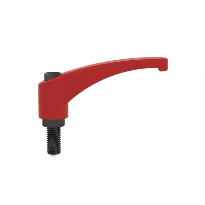 Zinc Die-Cast 45mm clamping lever Nylon tip M5x14 thread flame red