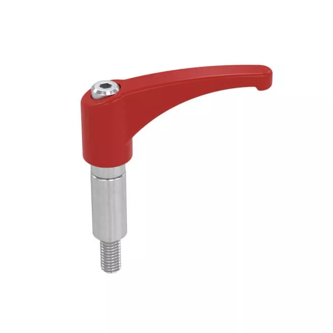 Zinc Die-Cast 45mm clamping lever Stainless Steel M3 thread 9.5mm shoulder flame red