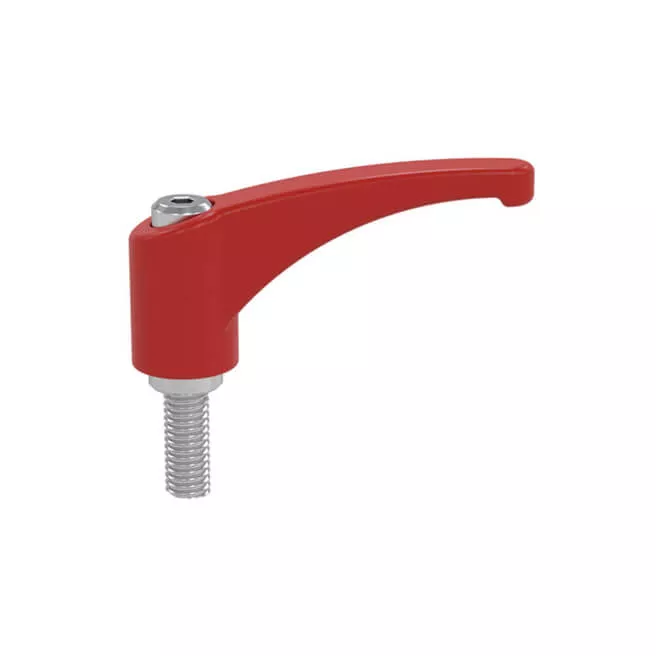 Zinc Die-Cast 45mm clamping lever Stainless Steel M5x15 thread flame red