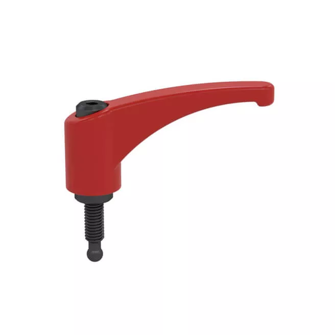 Zinc Die-Cast 80mm clamping lever ball end M10x20 thread flame red