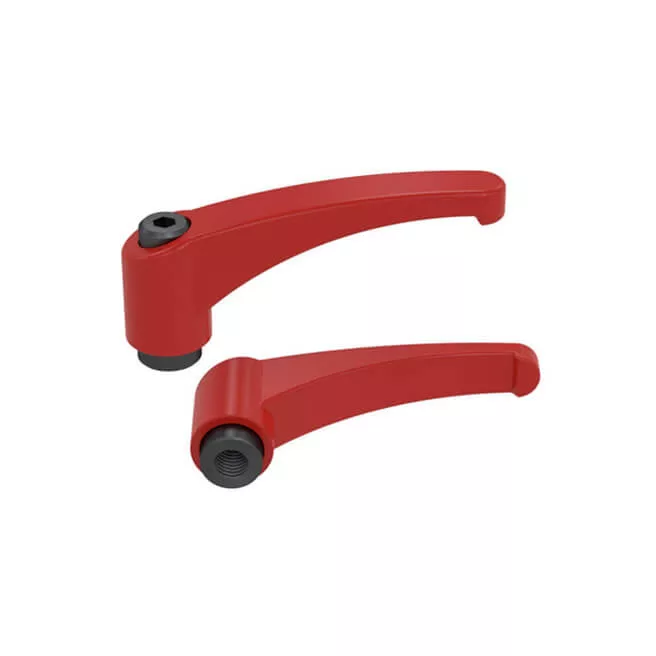 Zinc Die-Cast clamping lever 45mm Steel female M5 thread flame red