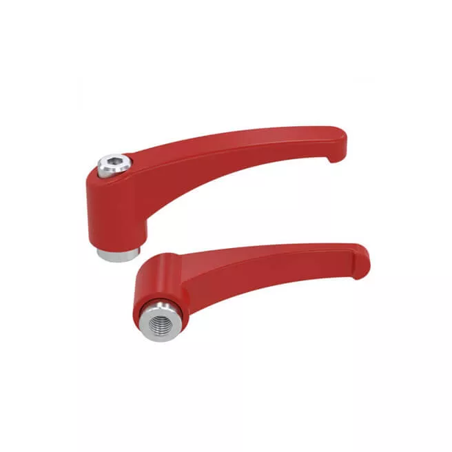 Zinc Die-Cast clamping lever with Stainless Steel female thread flame red